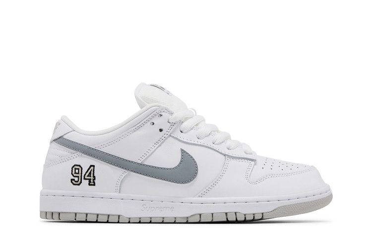 Supreme x Dunk Low SB White Metallic Silver