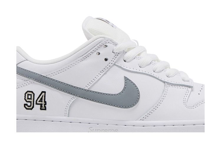 Supreme x Dunk Low SB White Metallic Silver