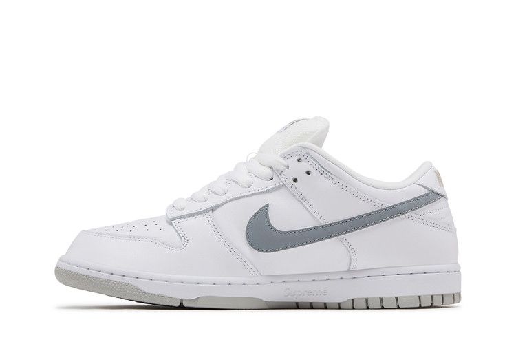 Supreme x Dunk Low SB White Metallic Silver